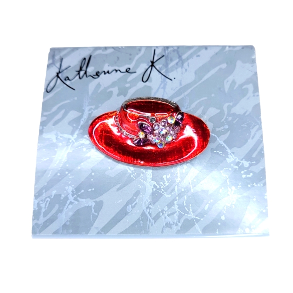 Katherine K red hat brooch